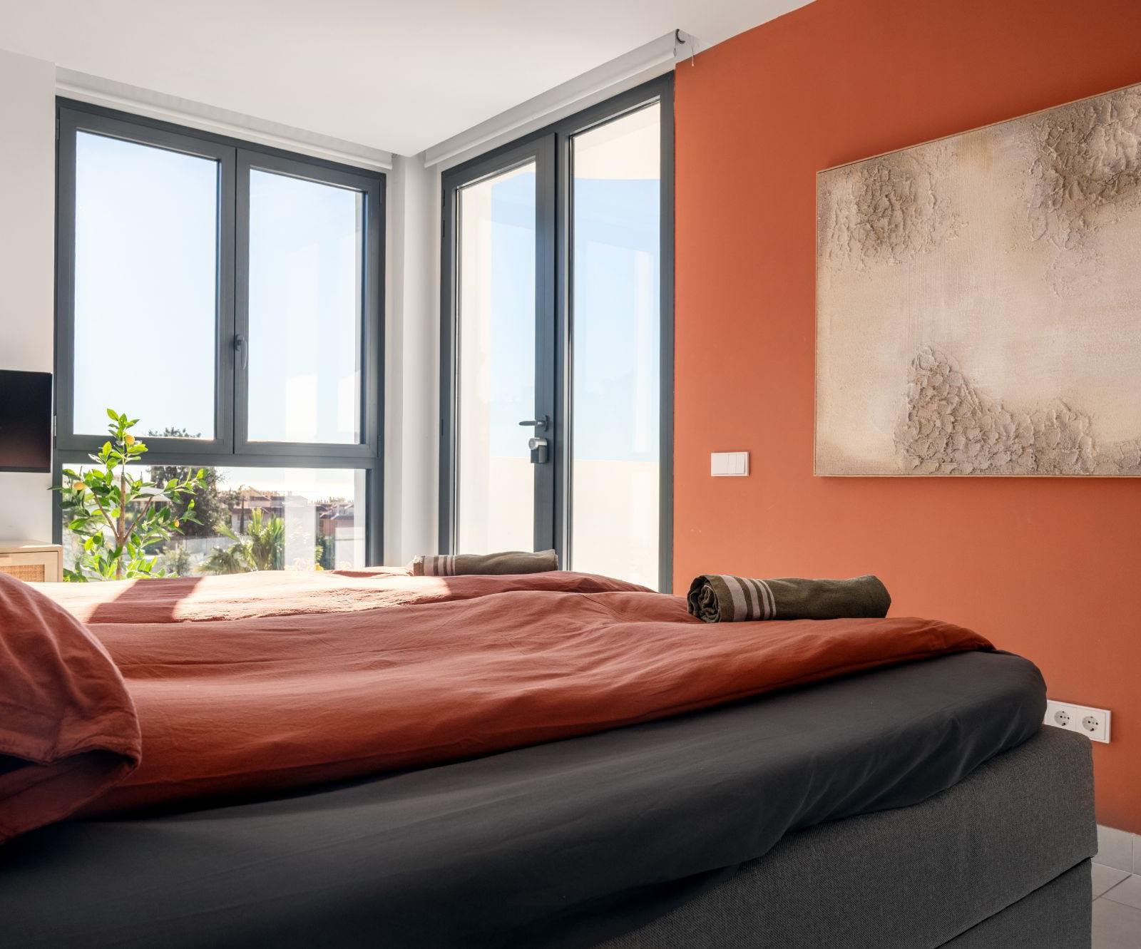 Master bedroom seen from the window side