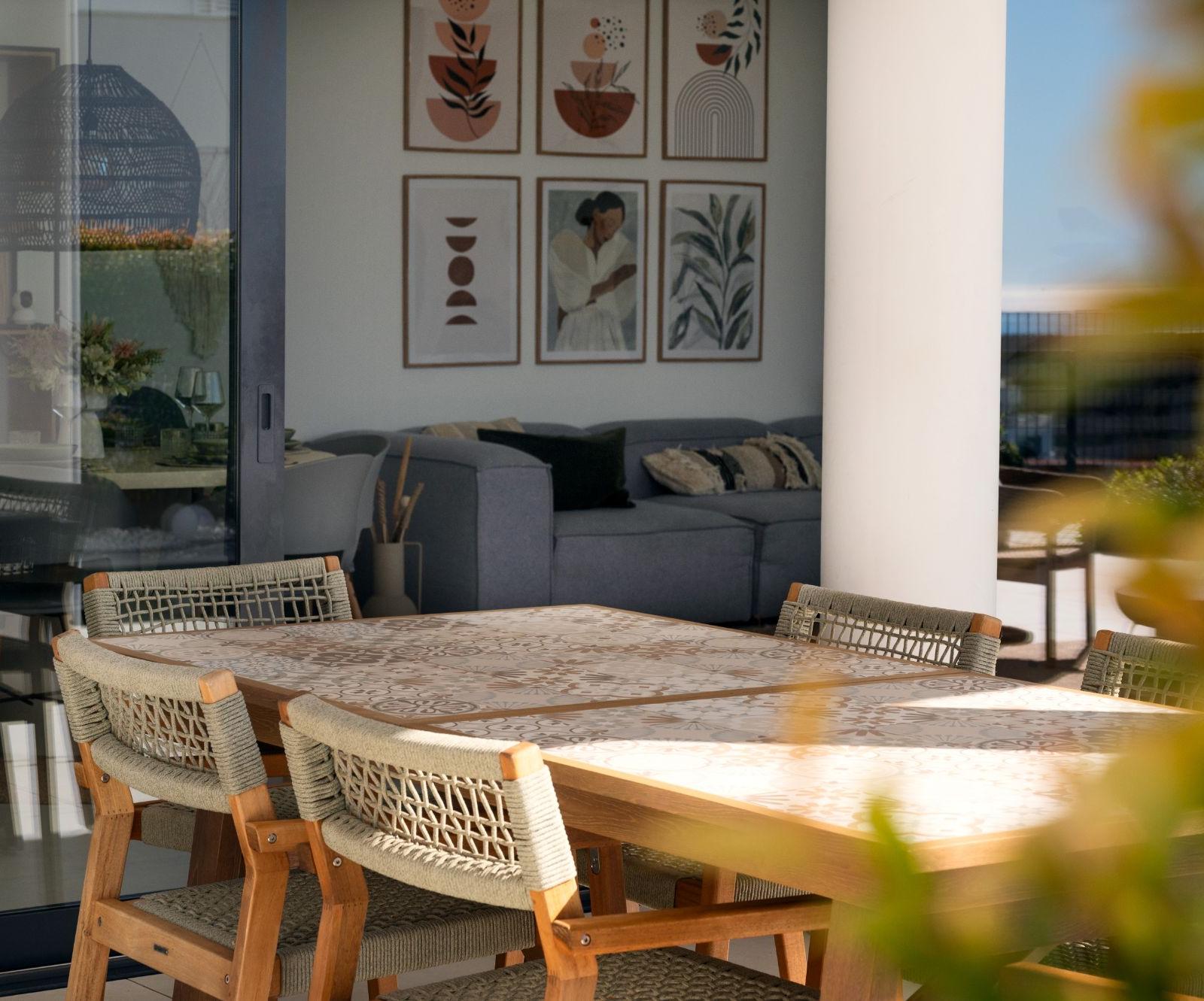Outdoor dining table on the terrace