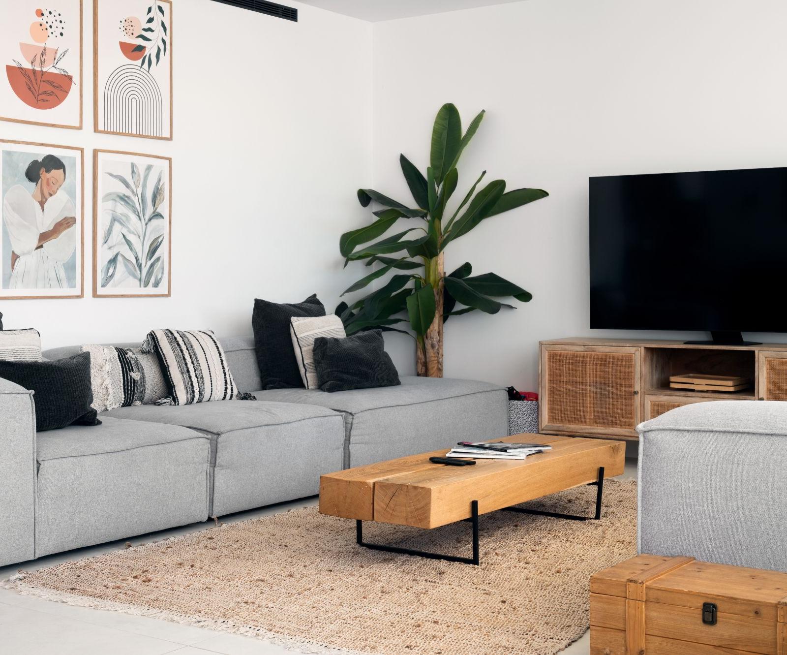 Living room with sofa and terrace doors
